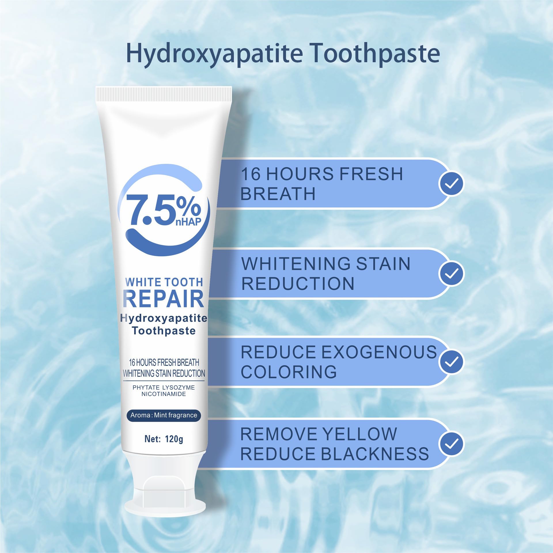 Hydroxyapatite Toothpaste – Enamel Protection & Sensitive Teeth (Fluoride-Free, 4.23 oz)