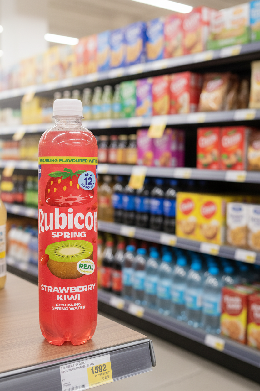 12 x Rubicon Spring Strawberry Kiwi Flavoured Sparkling Spring Water 500Ml
