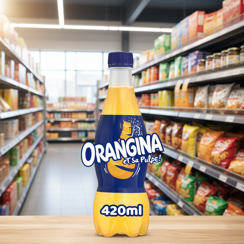 12 x Orangina Sparkling Orange Soft Drink 420Ml
