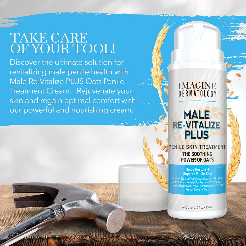 Imagine Dermatology Male Re-Vitalize PLUS Oats Penile Health Cream for Men – Hydration, Protection & Comfort (5fl oz/150ml)