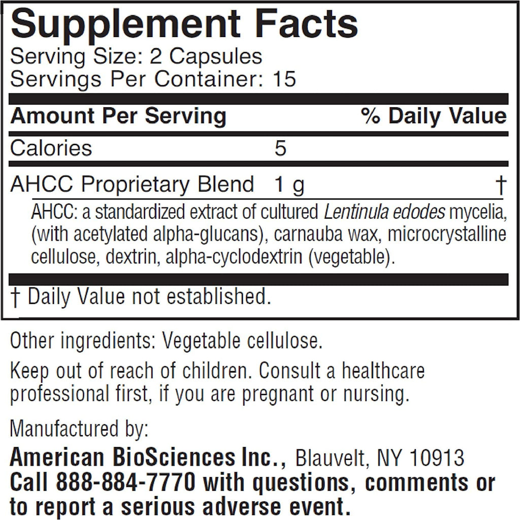 ImmPower AHCC Supplement by American BioSciences - 500 mg, 30 Vegetarian Capsules | Immune Support