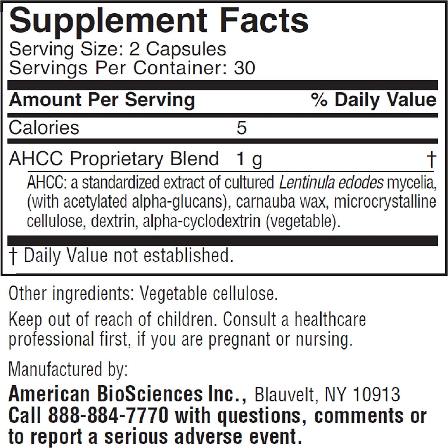 American BioSciences ImmPower AHCC 500mg Capsule – Immune Support, NK Cell Activity, 60 Veggie Capsules
