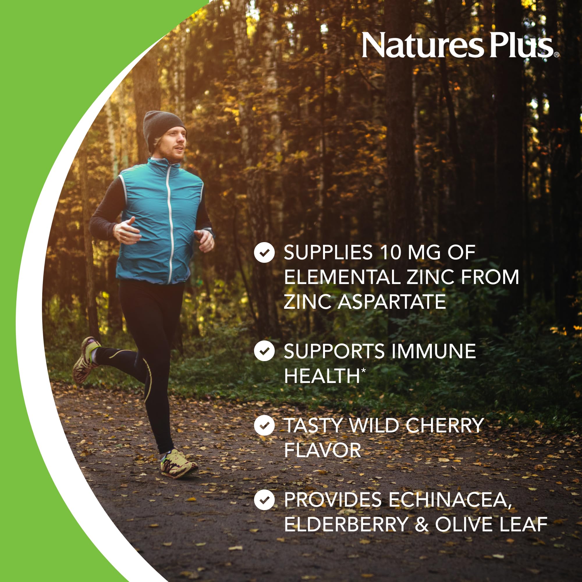 NaturesPlus ImmunActin Zinc Lozenges – Wild Cherry, 60 Vegan Lozenges | Immune Support