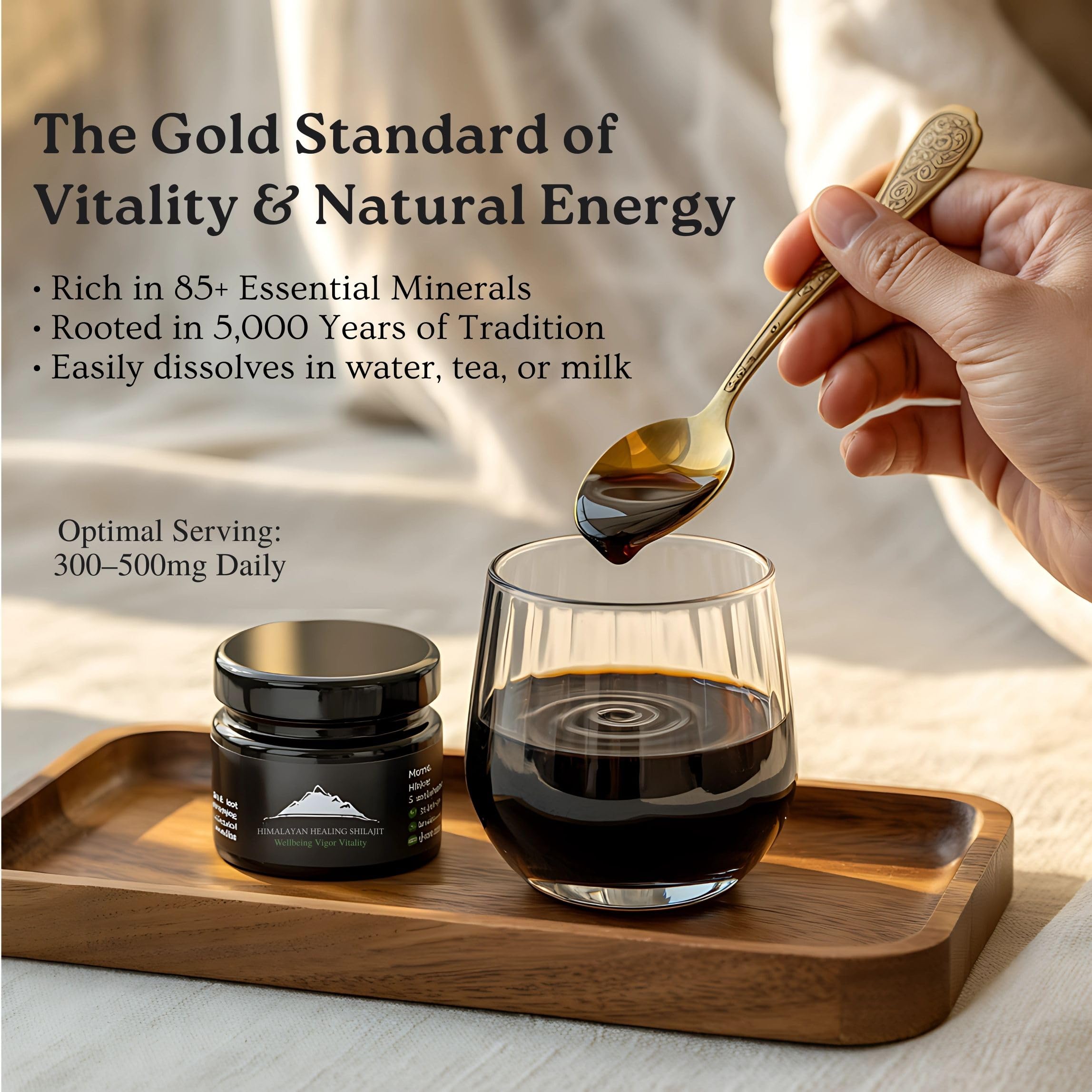 Gold Grade Himalayan Shilajit Resin – 30g | 500mg Max Potency | Lab Tested | 85+ Minerals & Fulvic Acid | For Men & Women