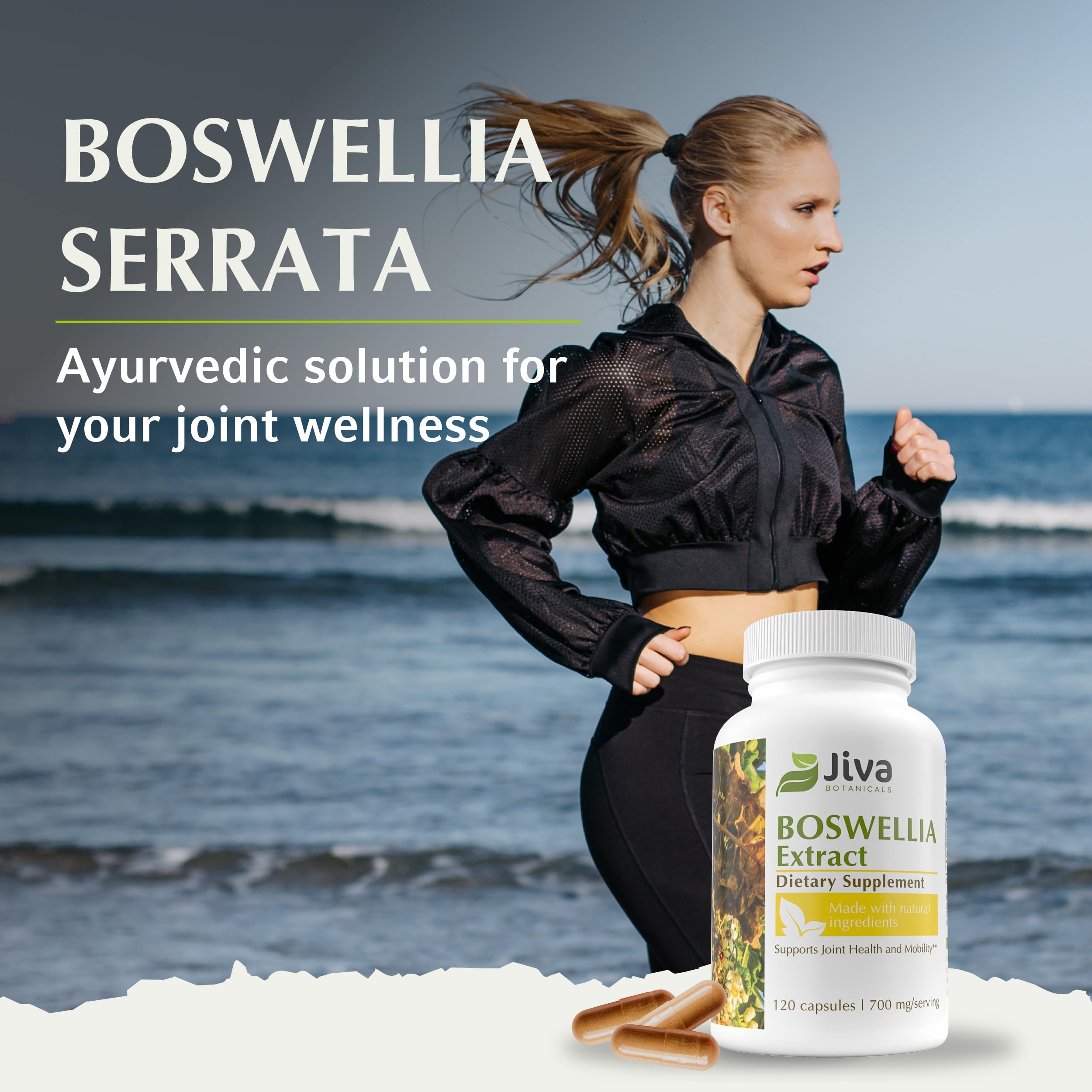 Jiva Botanicals Boswellia Extract Capsules 700mg per Serving – Joint Health Support with Black Pepper (BioPerine) – 120 Vegan Capsules