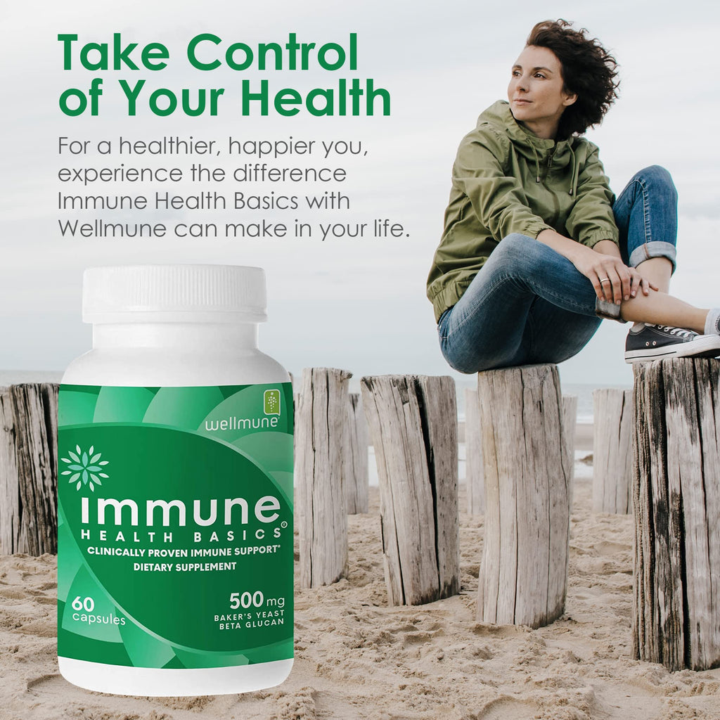 Immune Health Basics Ultra Strength Immunity – Clinically Studied Beta Glucan, Gluten-Free Vegan Capsules, 60 Count, 500 mg