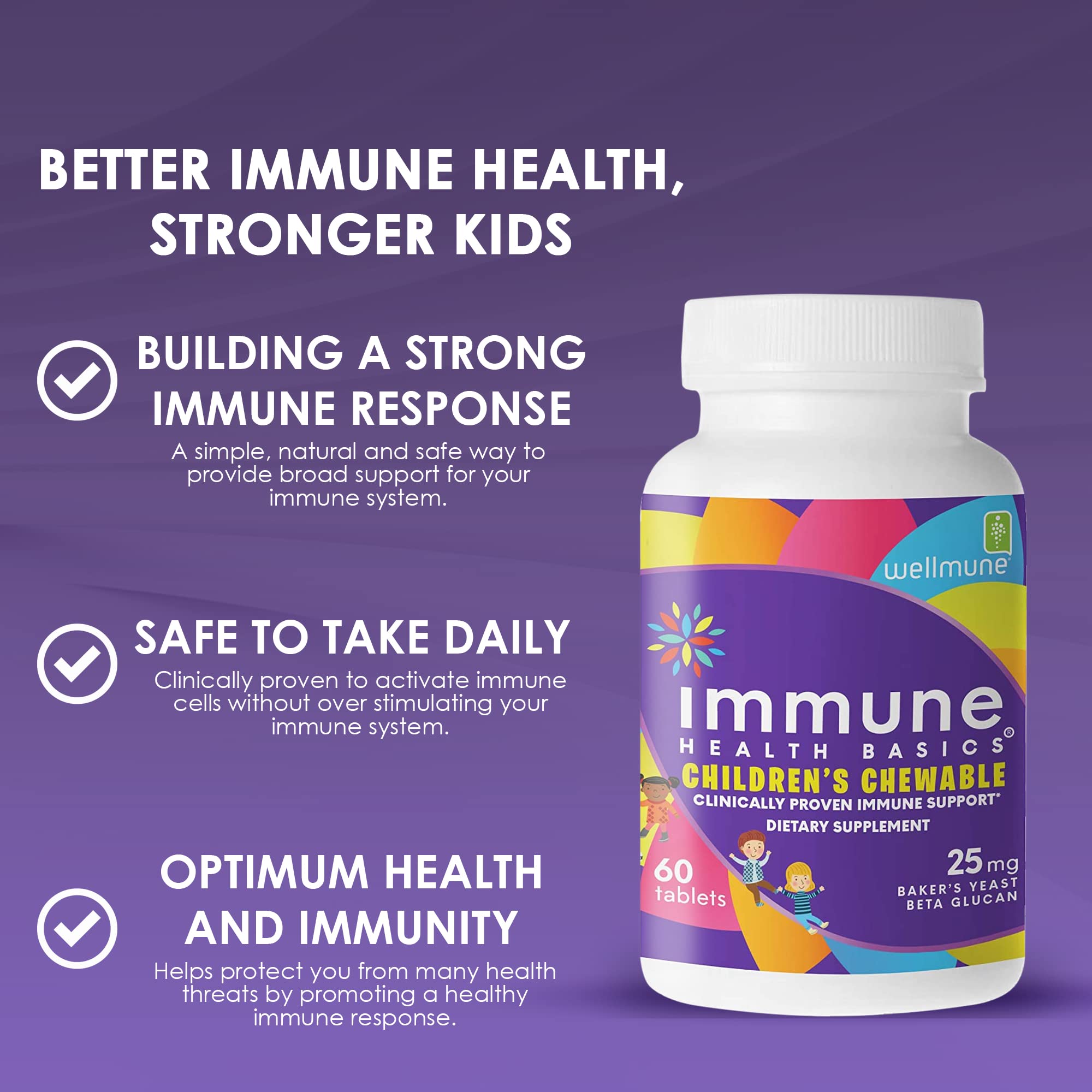 Immune Health Basics Children's Chewable Tablets | Wellmune Beta Glucan Immunity for Kids