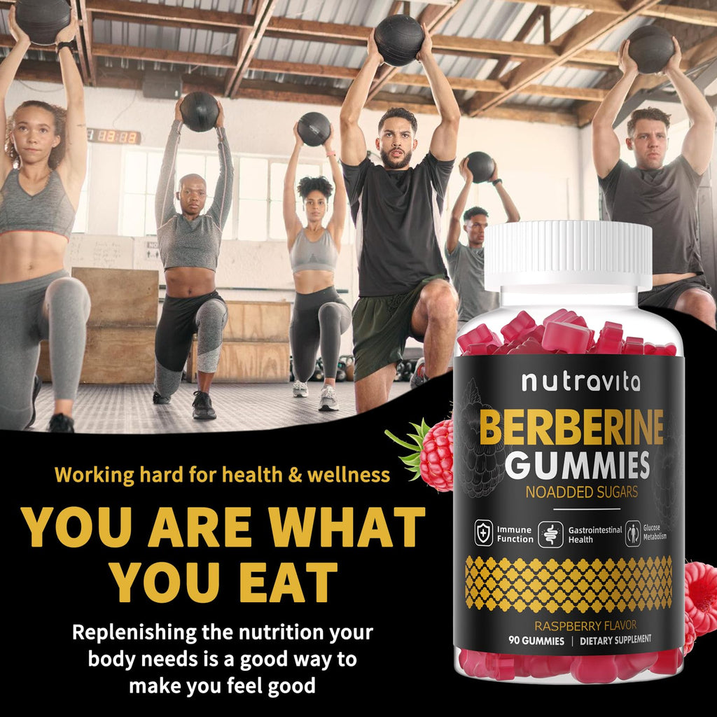 Nutravita Berberine Gummies 1500mg HCL + Ceylon Cinnamon – Sugar Free Raspberry 2-Pack