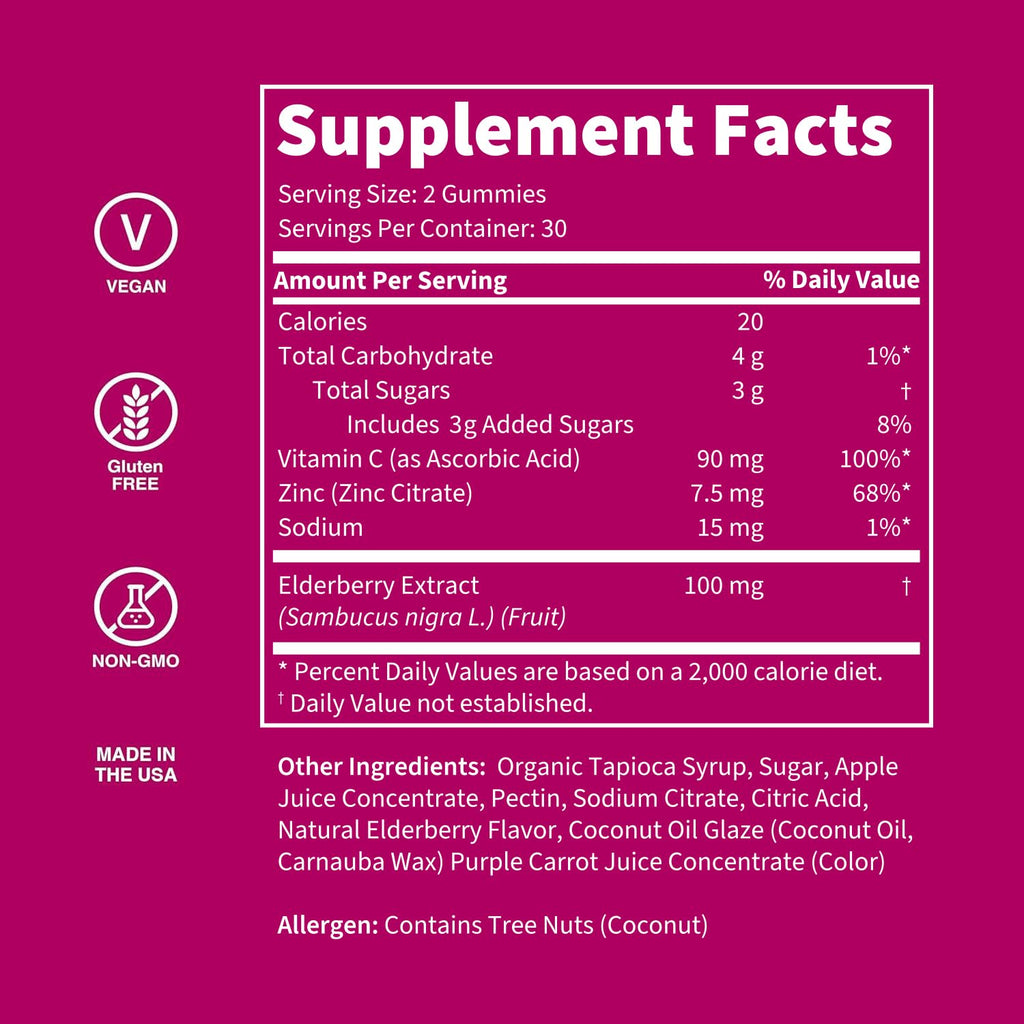 WellPath Boost Elderberry Gummies with Zinc & Vitamin C | Immune Support for Adults | 60 Ct
