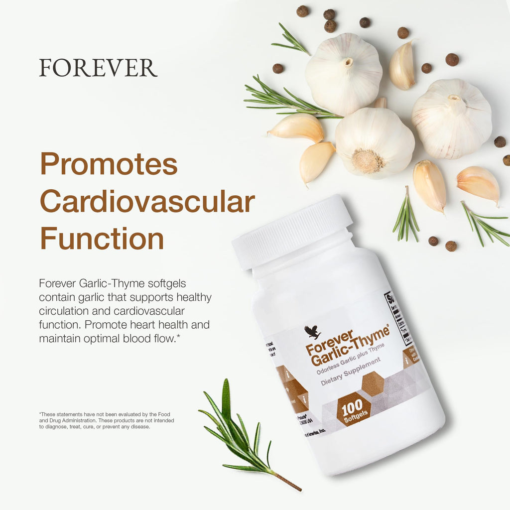 Forever Garlic-Thyme Odorless Softgels – Cardiovascular & Immune Support (Pack of 2)