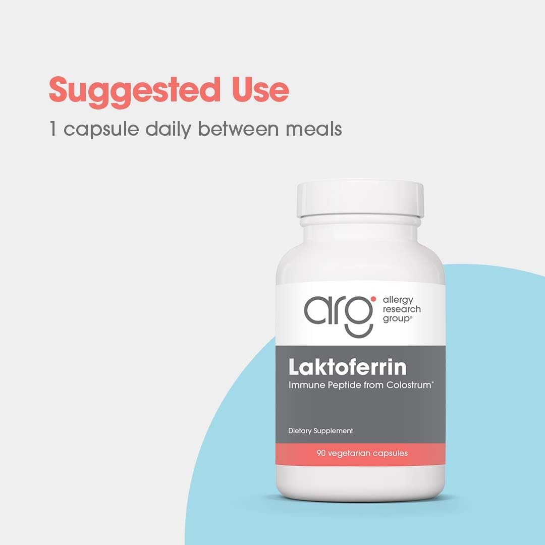 Allergy Research Group Laktoferrin Supplement - Lactoferrin 350mg, Bovine Colostrum, Immune Peptide, Iron, Vegicaps - 90 Count