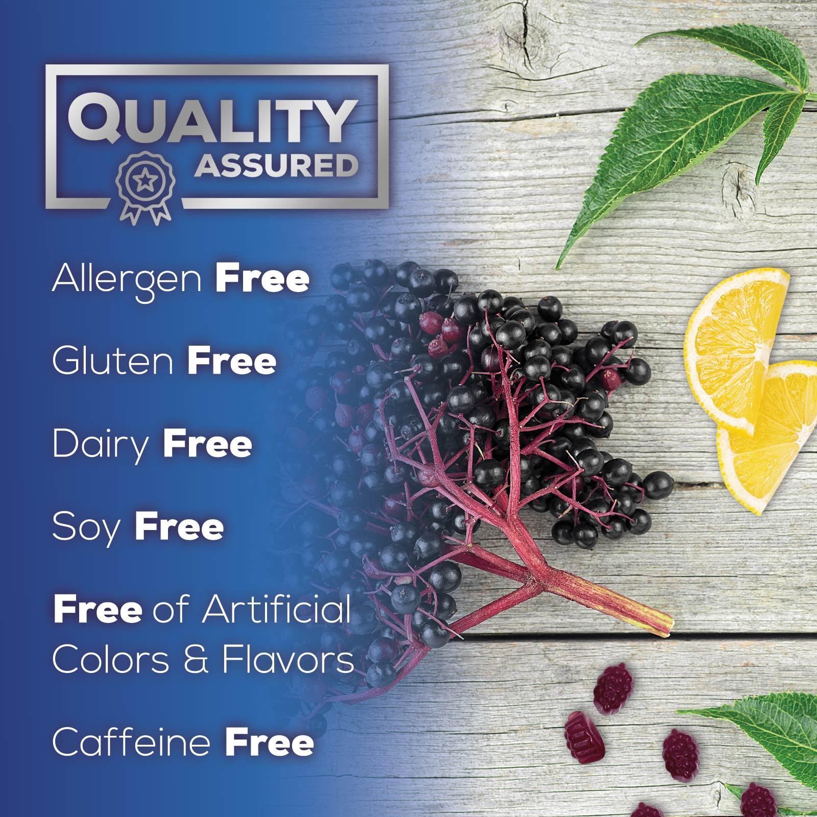 Immune Support Gummies - Sambucus Elderberry with Zinc & Vitamin C | Vegan Immune Support for Adults & Kids | 60 Gummies