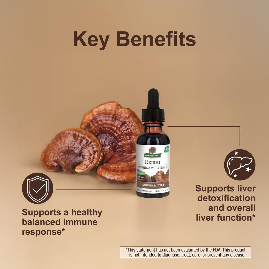 Nature's Answer Reishi Mushroom Extract – Alcohol Free, 1 fl oz (30 ml)