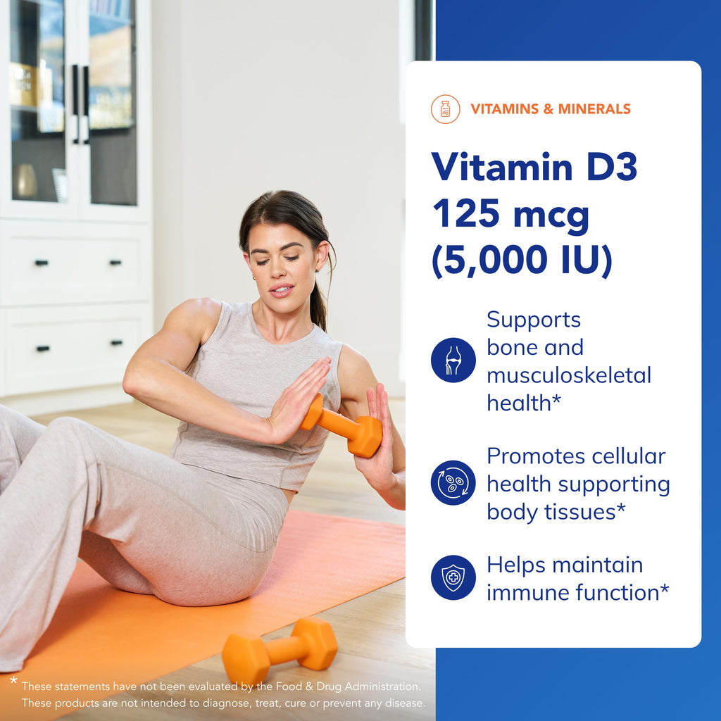 Pure Encapsulations Vitamin D3 125 mcg (5,000 IU) – Bone, Immune & Heart Health – 250 Capsules