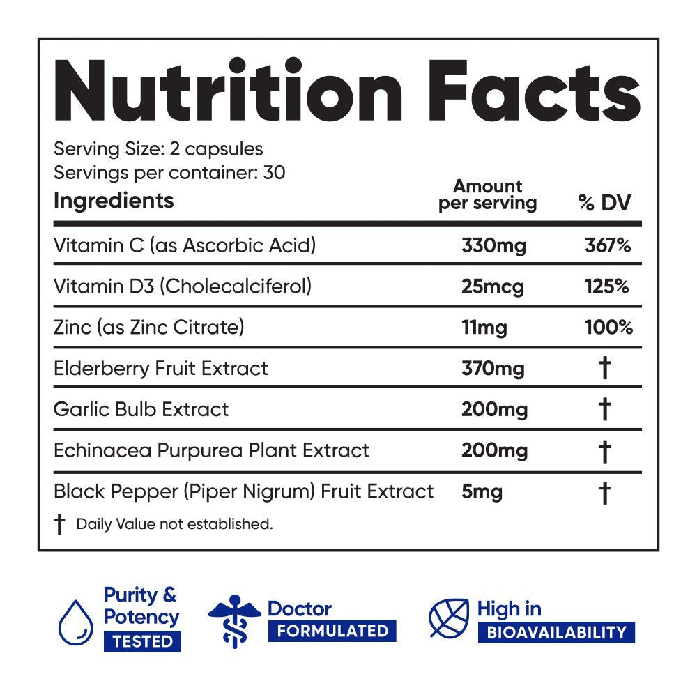 Immuneti 6-in-1 Immune Defense | Vitamin C, D3, Zinc, Elderberry, Garlic, Echinacea | 3 Pack