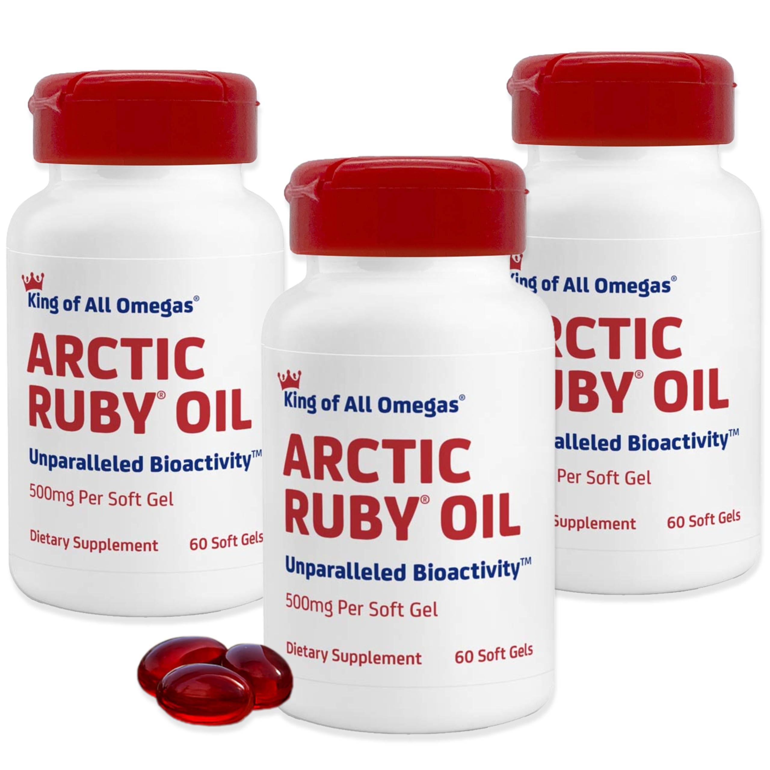 Immunocorp Arctic Ruby Oil - Omega-3 + Astaxanthin 2mg | 60 Softgels x3 Pack