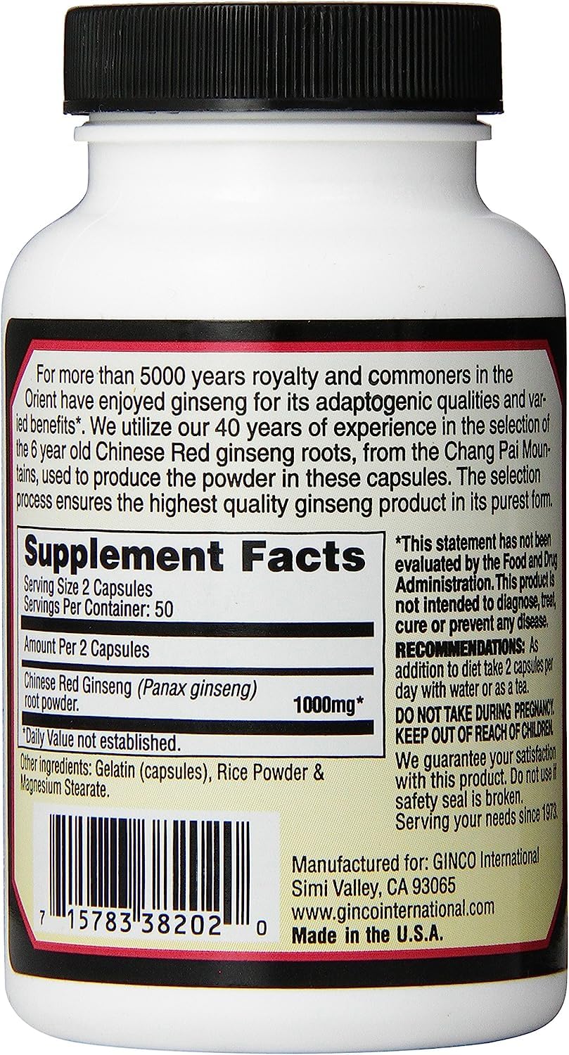 Imperial Elixir Chinese Red Ginseng Capsules – 100 Count – 3 Pack