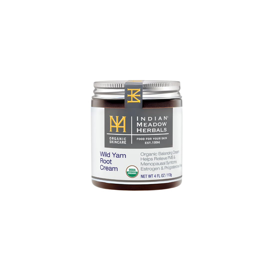 Indian Meadow Herbals Wild Yam Root Cream (4oz) – Organic PMS & Menopause Relief, Estrogen & Progesterone-Free | Made in USA