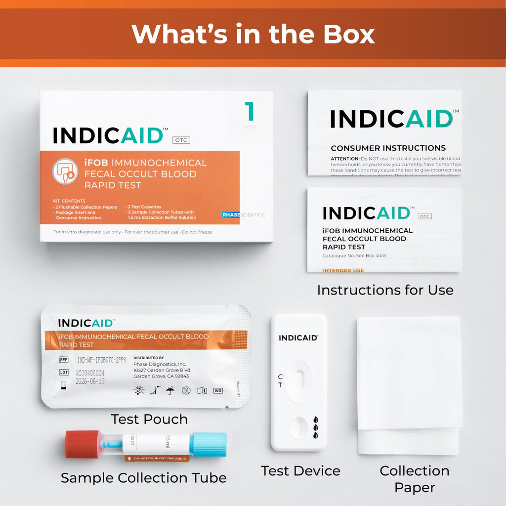 INDICAID iFOB At-Home Fecal Occult Blood Test – FIT Colon, No Prep, 1 Pack