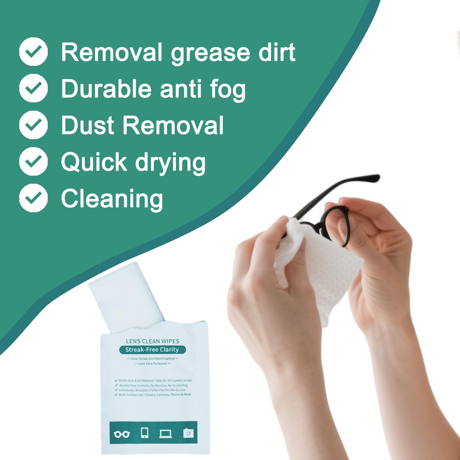 Lens Wipes for Eyeglasses - Gentle, Portable 200 Count | Glasses & Screens