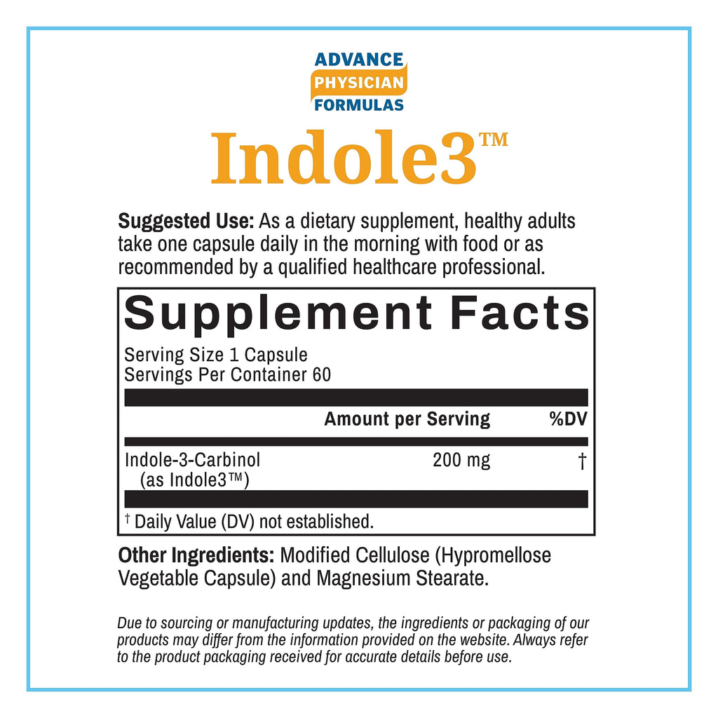 Indole-3-Carbinol 200 mg - 60 Veggie Capsules | Advance Physician Formulas