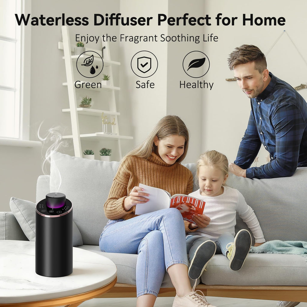 INXDOLHOM Waterless Essential Oil Diffuser | Portable Car & Home Nebulizer, 3 Timers