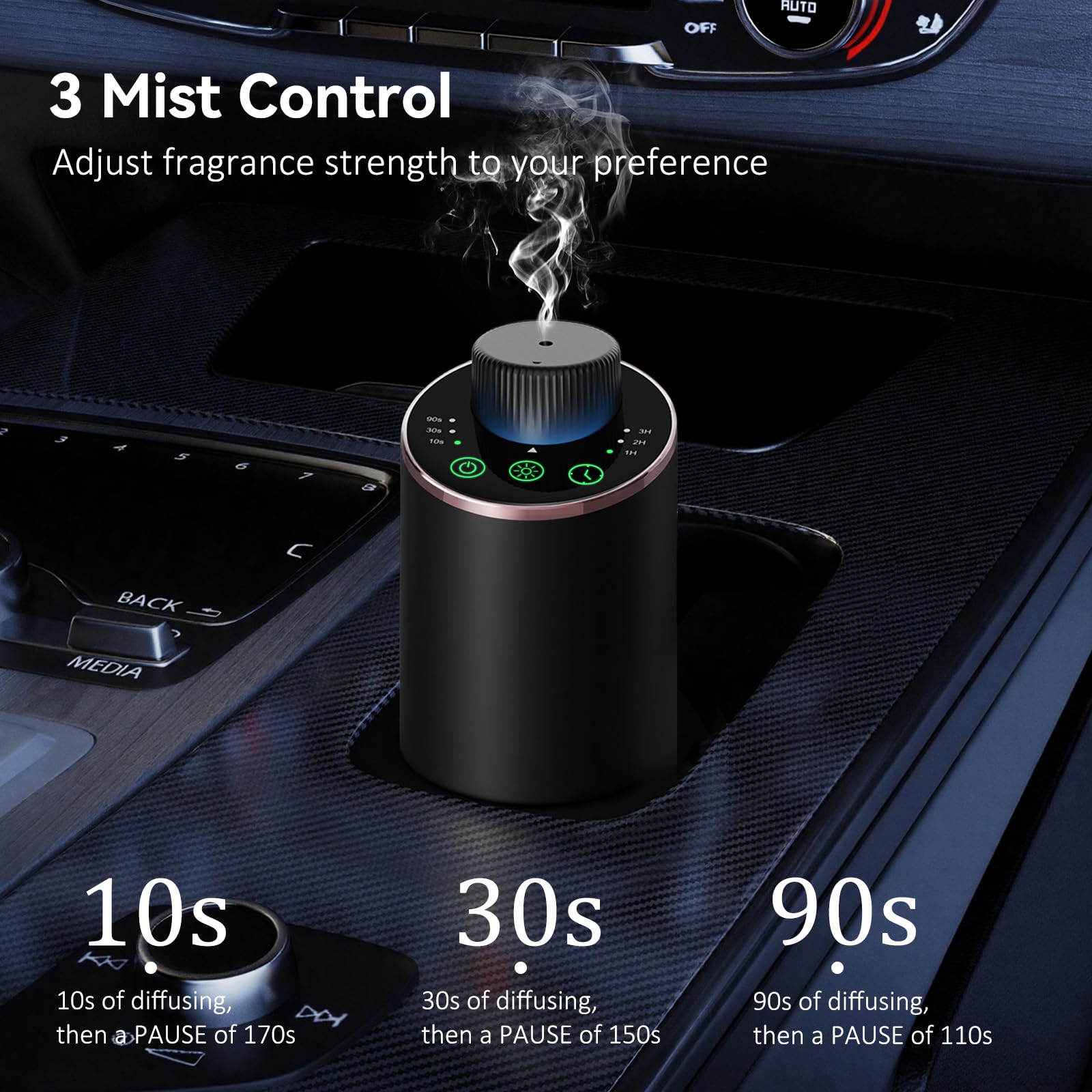 INXDOLHOM Waterless Essential Oil Diffuser | Portable Car & Home Nebulizer, 3 Timers