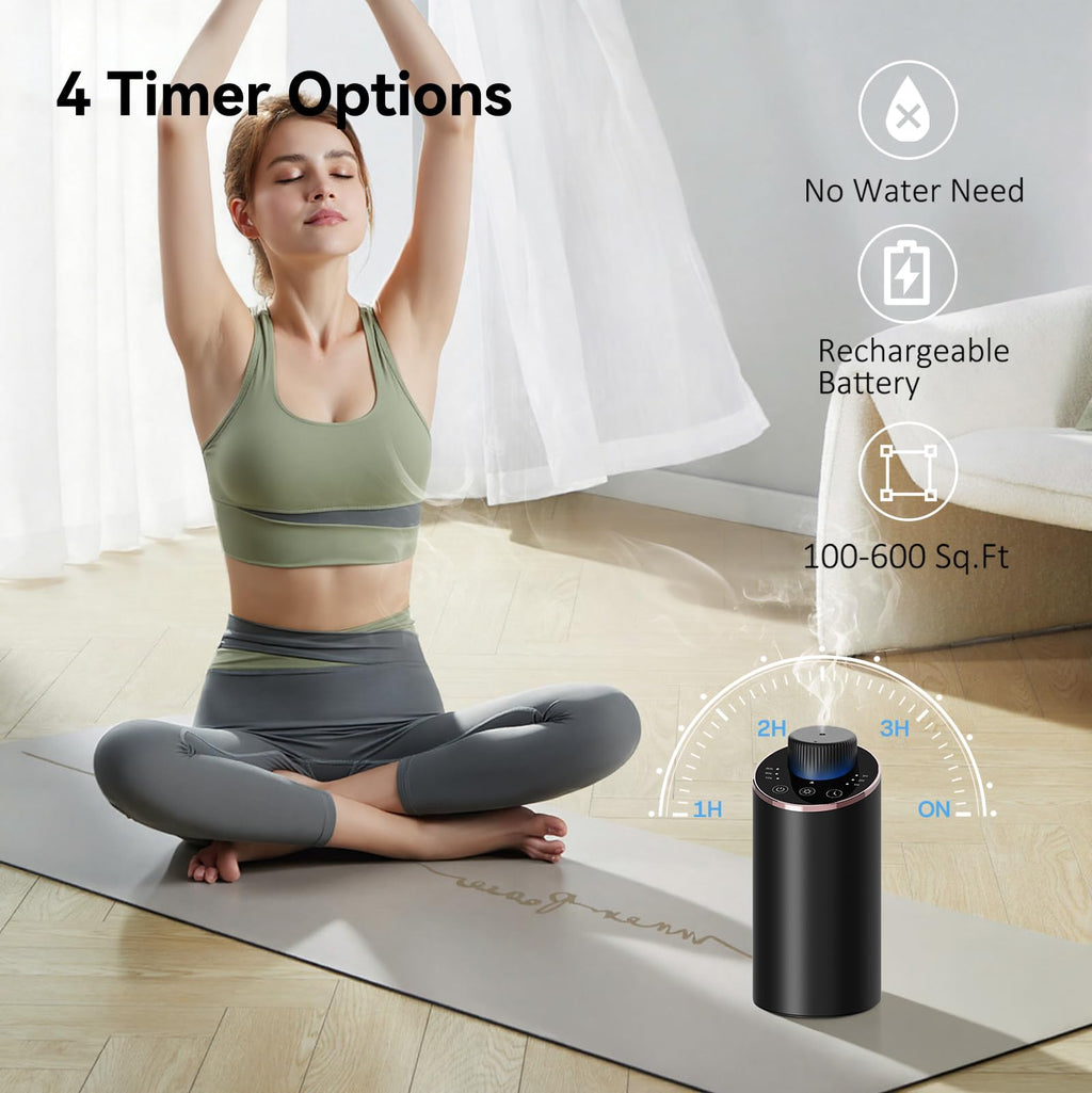 INXDOLHOM Waterless Essential Oil Diffuser | Portable Car & Home Nebulizer, 3 Timers