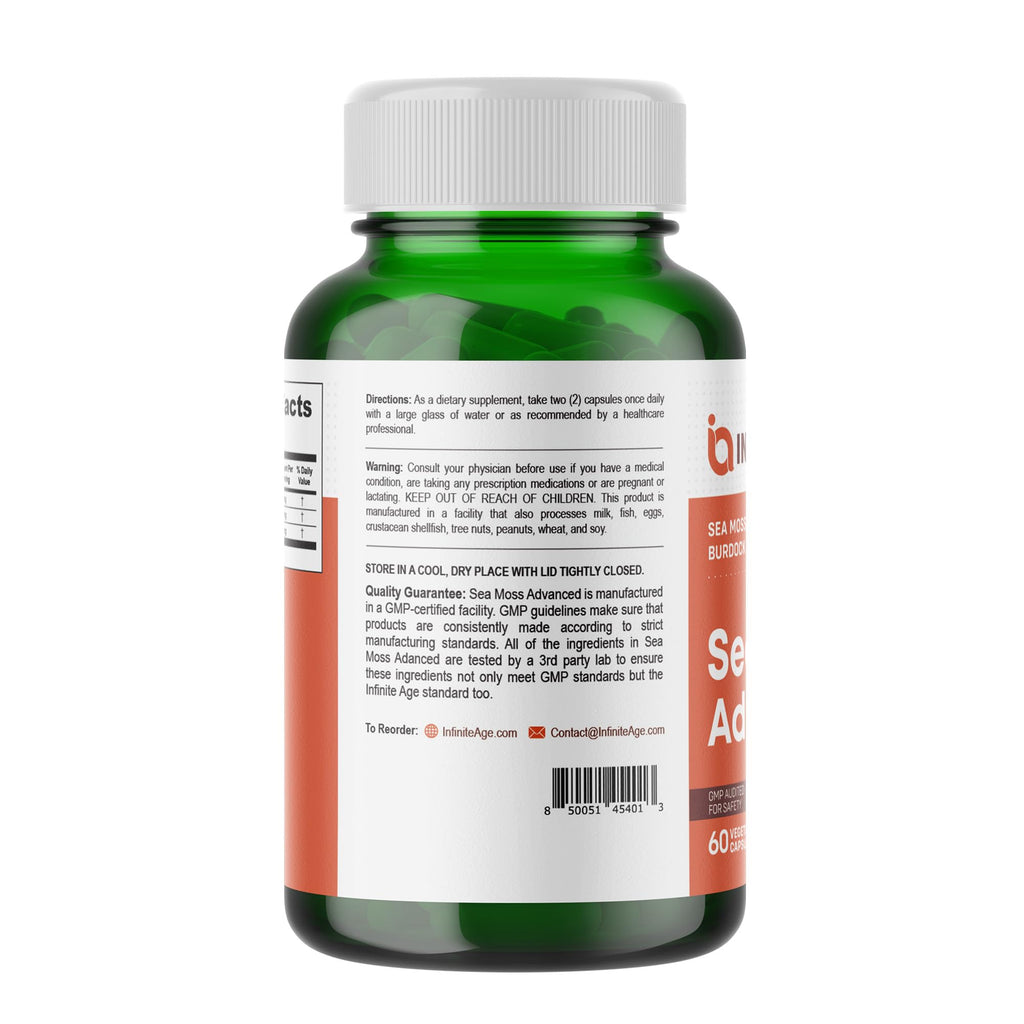 INFINITE AGE 3-Pack Sea Moss Capsules 1250mg – 180 Vegan Capsules Each, Made in USA