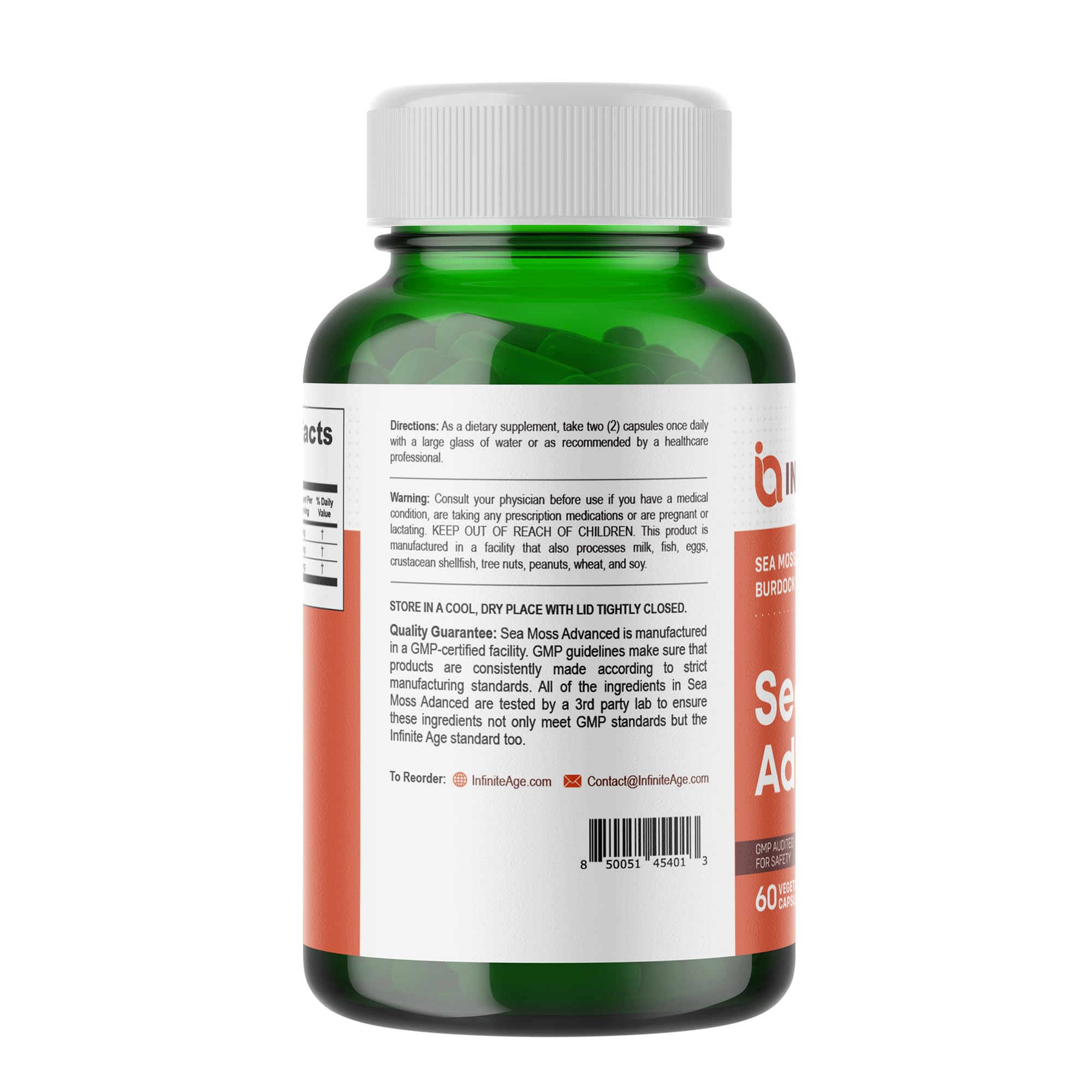 INFINITE AGE 3-Pack Sea Moss Capsules 1250mg – 180 Vegan Capsules Each, Made in USA