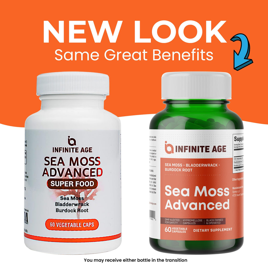 INFINITE AGE 3-Pack Sea Moss Capsules 1250mg – 180 Vegan Capsules Each, Made in USA