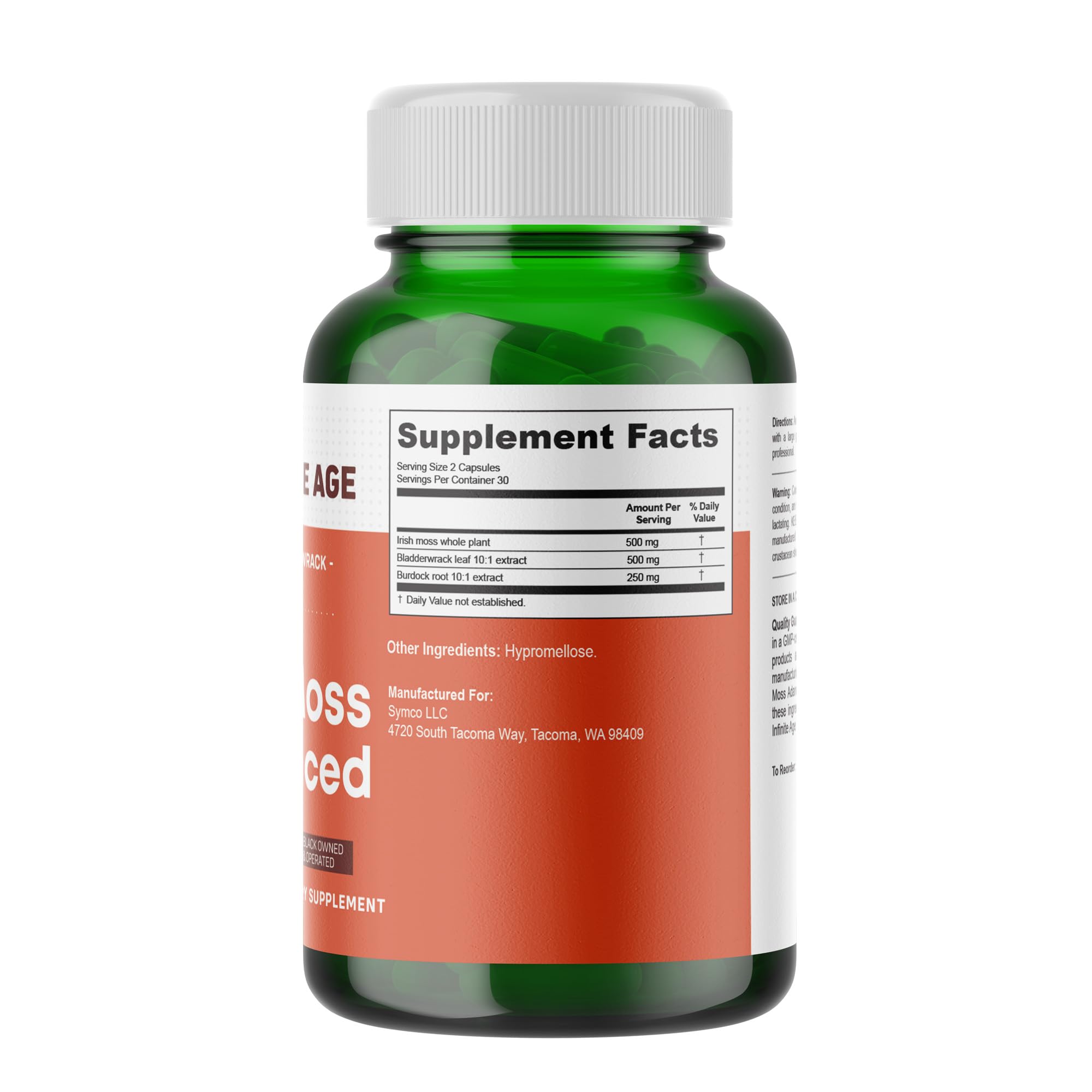 INFINITE AGE 3-Pack Sea Moss Capsules 1250mg – 180 Vegan Capsules Each, Made in USA