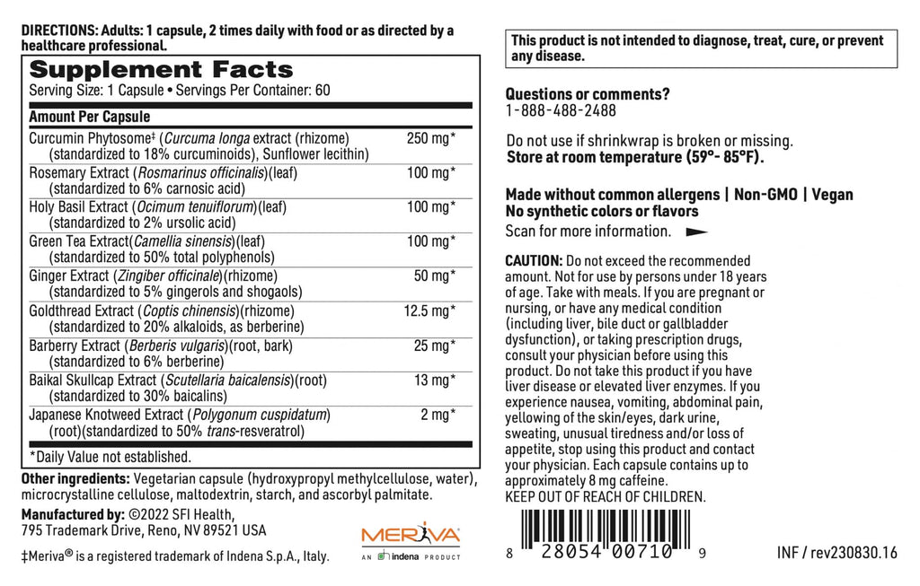 Klaire Labs Inflathera SFI - Phytonutrient Turmeric & Knotweed Blend (60 Capsules)