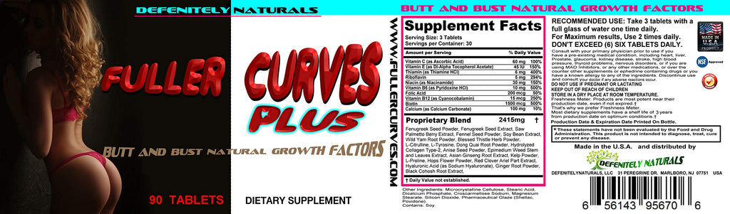 Fuller Curves Plus – Natural Butt and Bust Enlargement Pills (90 Tablets)