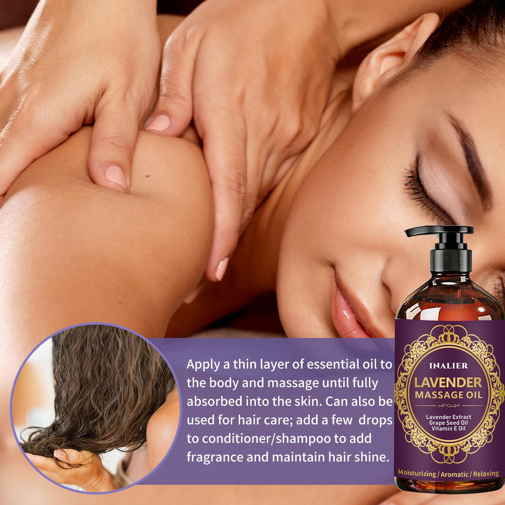 Lavender Massage Oil with Roller Ball – Soothing Spa Massage Oil for Men & Women