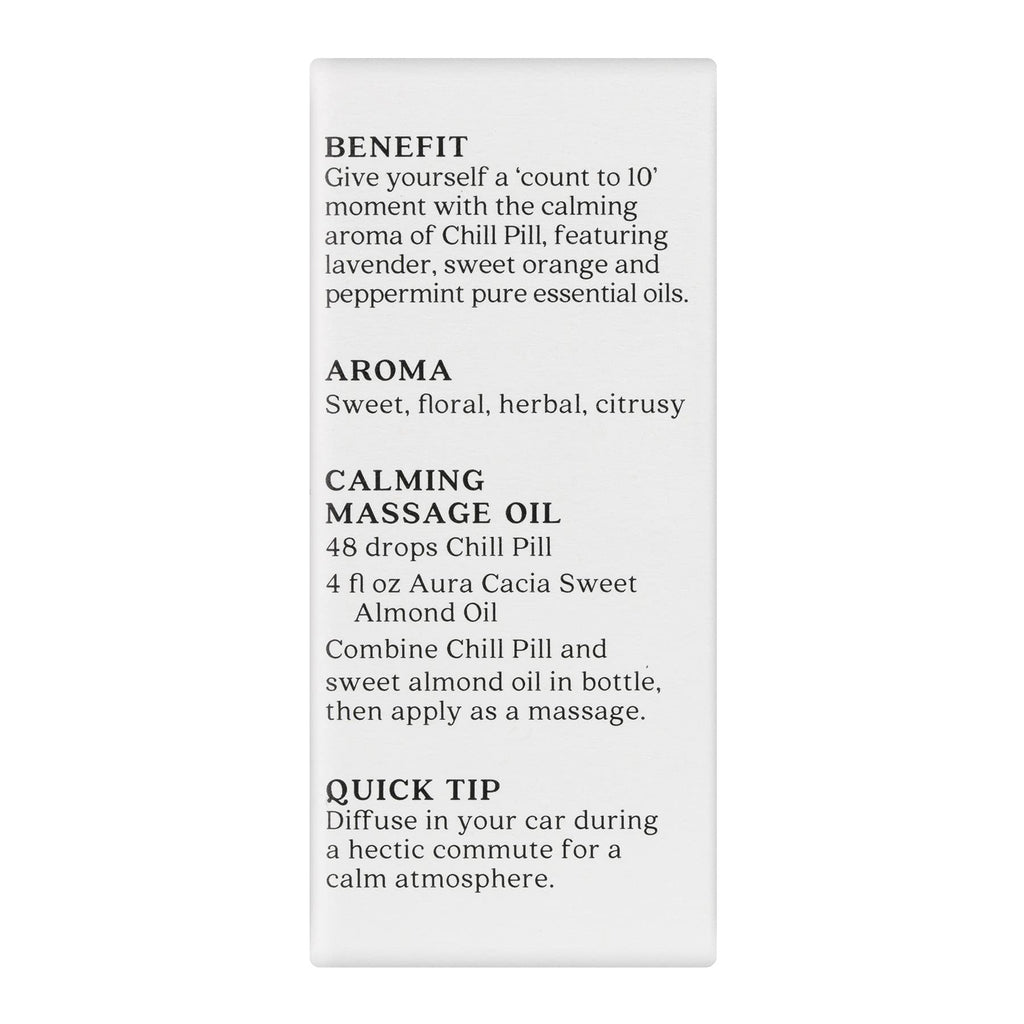Aura Cacia Chill Pill Essential Oil Blend – 0.5 oz (Lavender, Peppermint, Orange, Basil, Chamomile & Patchouli)
