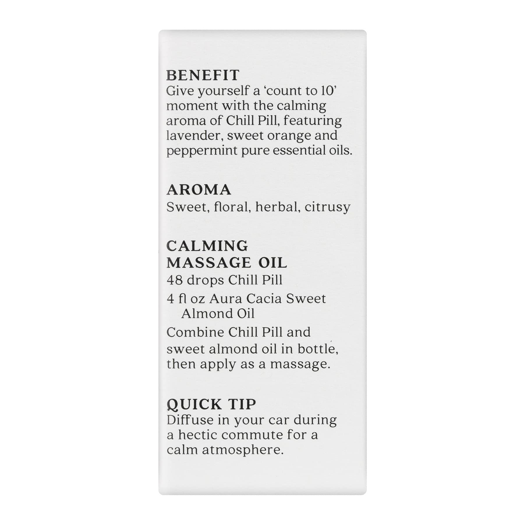 Aura Cacia Chill Pill Essential Oil Blend – 0.5 oz (Lavender, Peppermint, Orange, Basil, Chamomile & Patchouli)