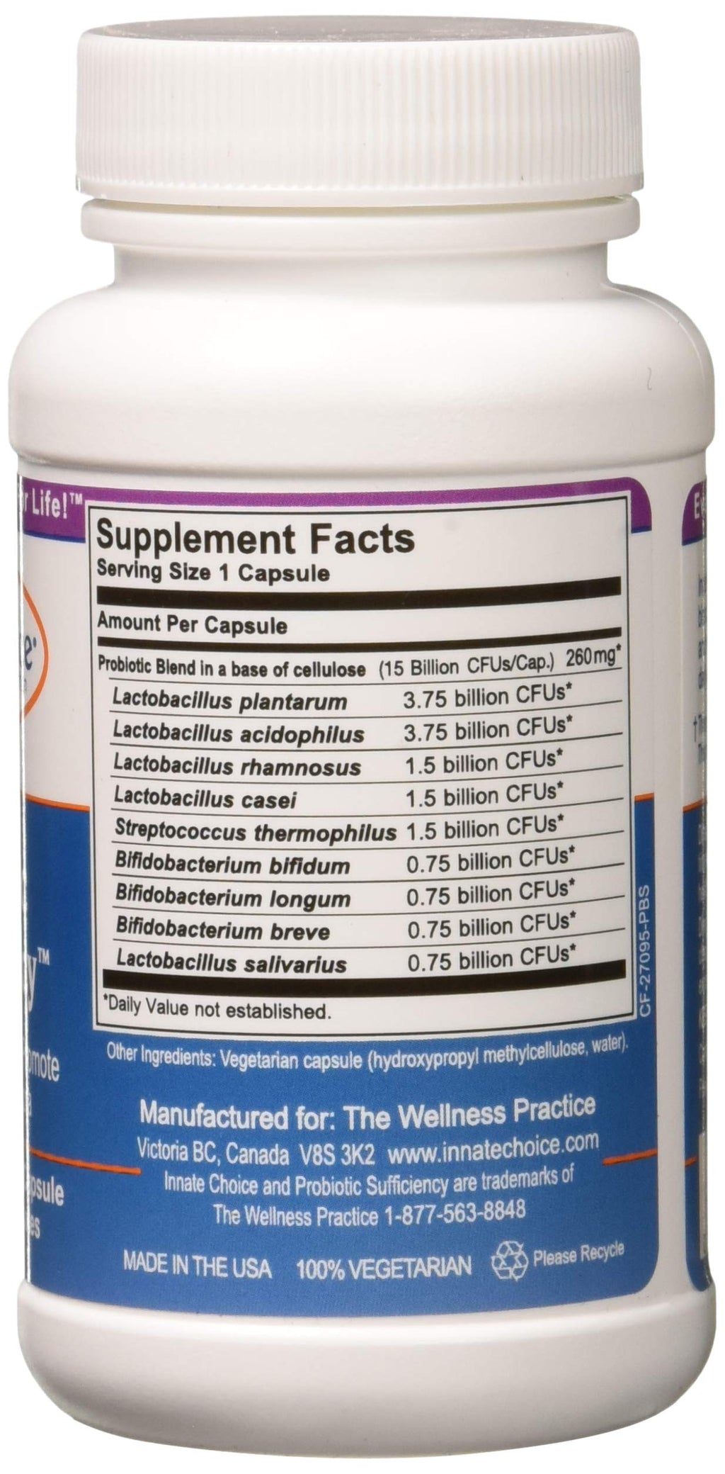 Innate Choice Probiotic Sufficiency – 60 Vegetarian Capsules for Digestive Balance