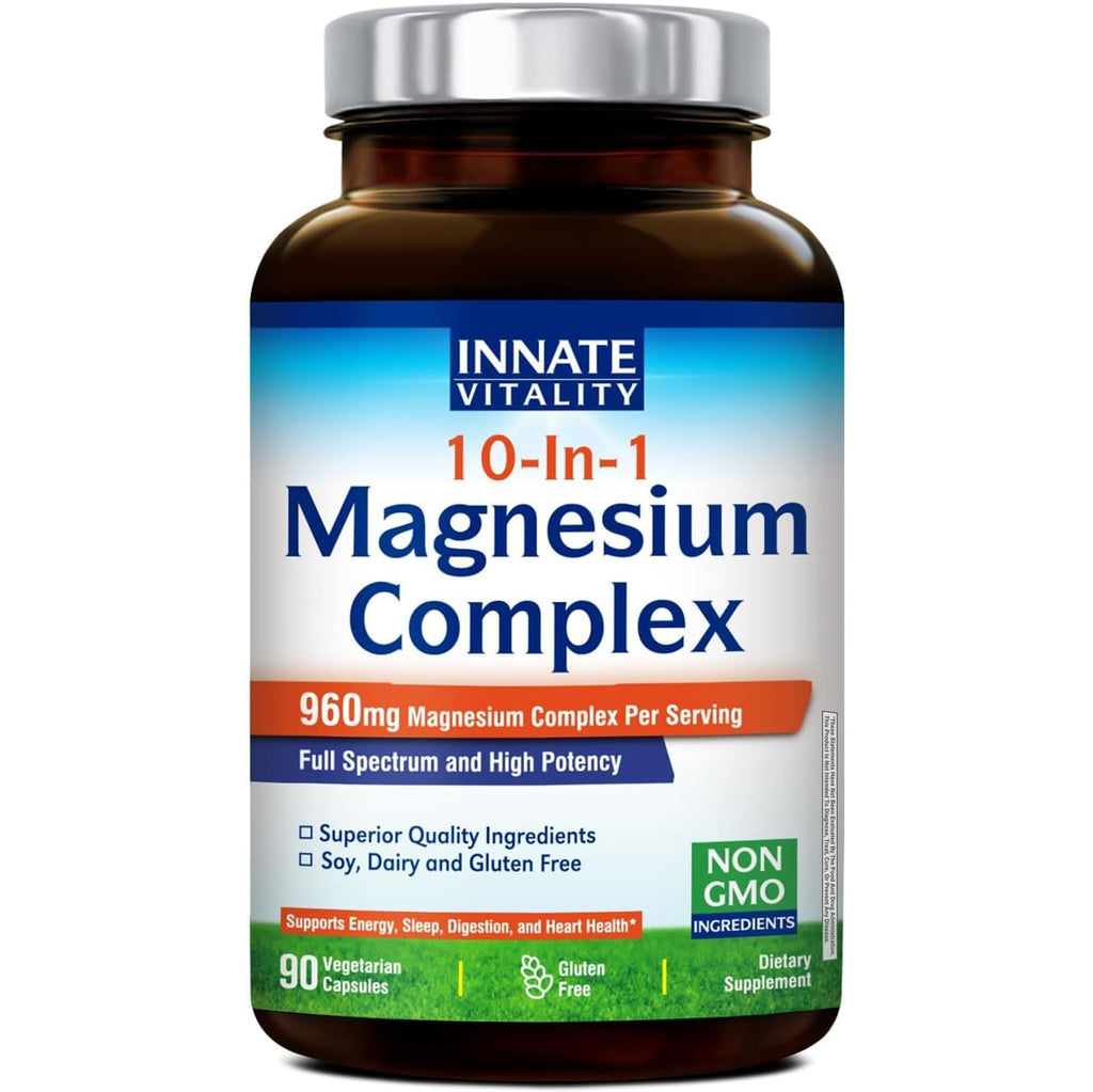 Innate Vitality 10-in-1 Magnesium Complex – 420mg Elemental Mg per Serving | Sleep, Digestion & Energy Support | 90 Vegan Caps