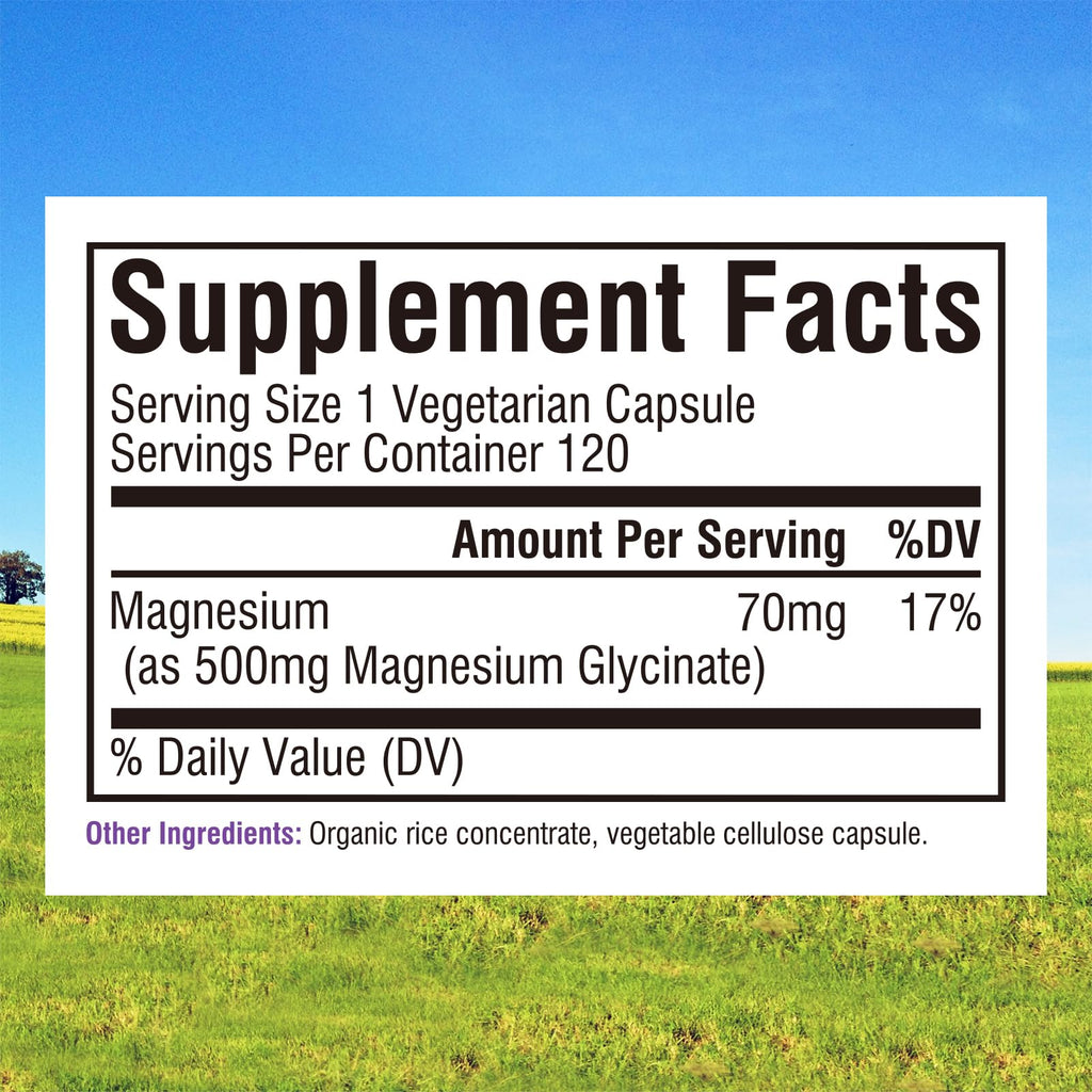Innate Vitality Magnesium Glycinate 500mg | 70mg Elemental Mg | High Absorption | 120 Vegan Capsules