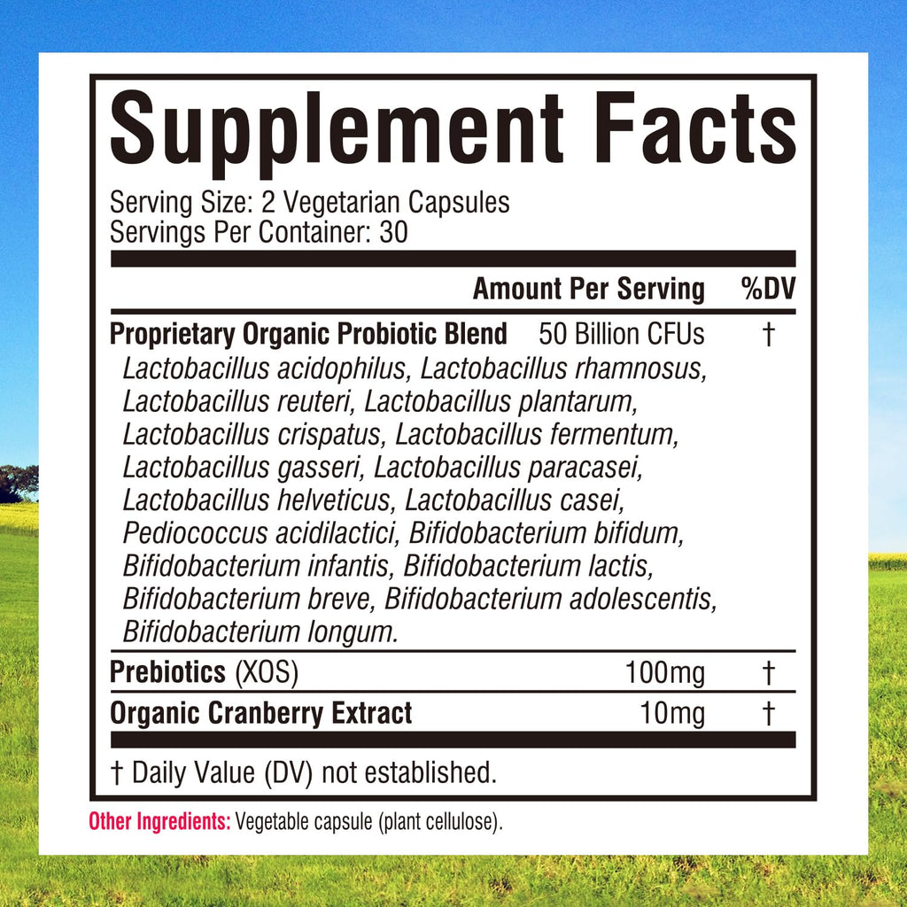 Innate Vitality Probiotics for Women - 50B CFU, 17 Strains, 60 Veggie Caps, Non-GMO, Prebiotics & Cranberry