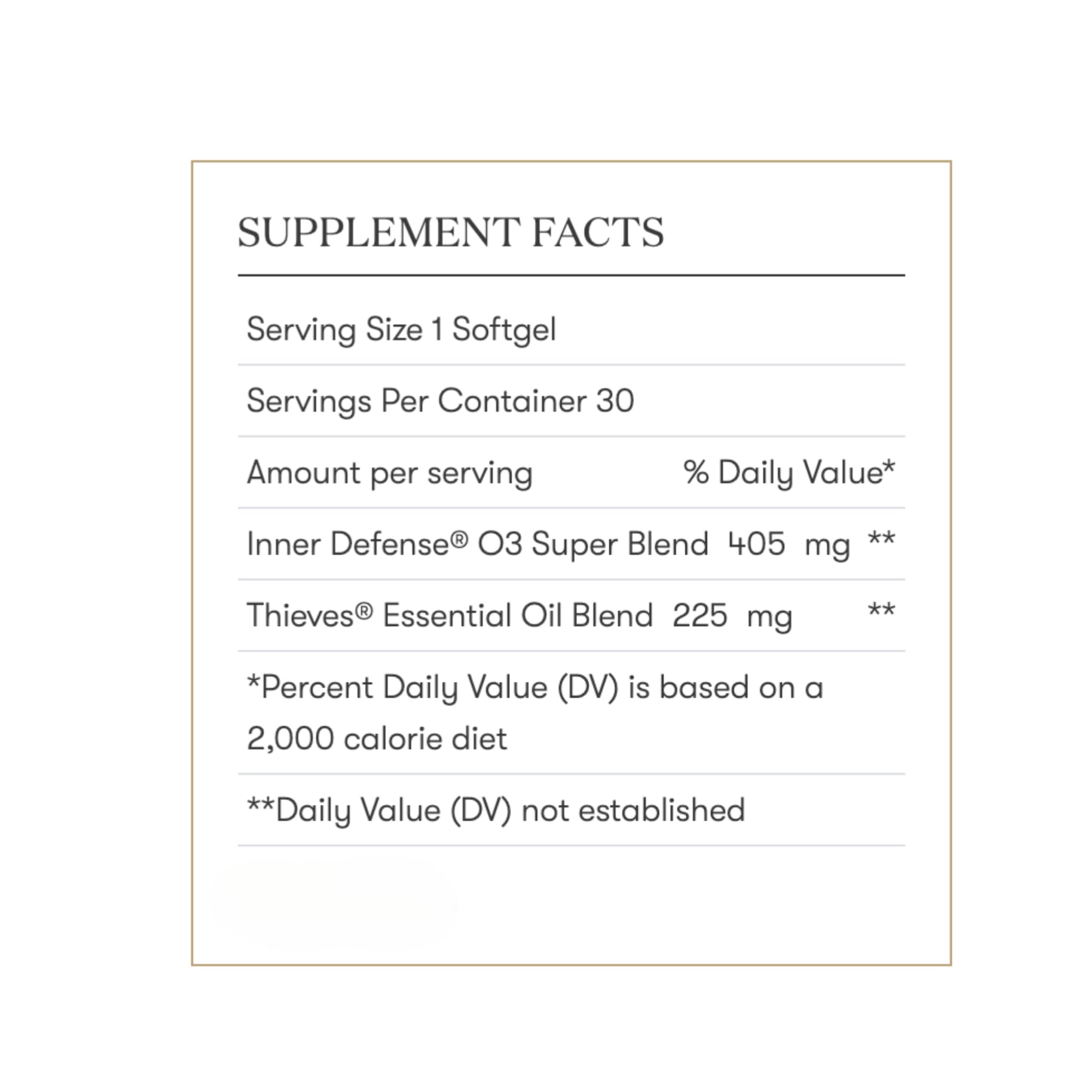 Young Living - Inner Defense 30 Softgels | Premium Essential Oil Daily Immune Support Supplement | Seasonal Wellness Aid | Immunity Boosting Liquid Capsules