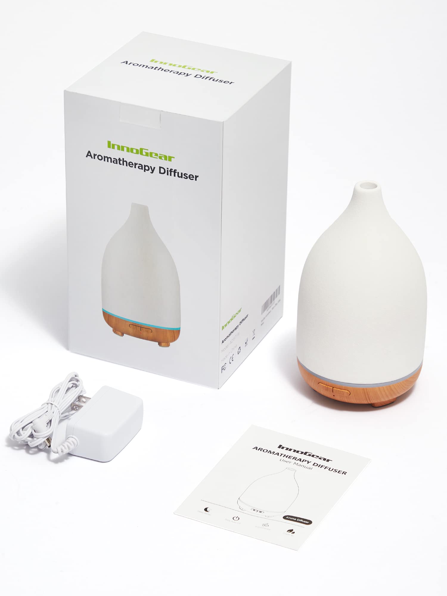 InnoGear 150ML Ceramic Oil Diffuser – Ultrasonic, Auto Off, 2 Mist Modes