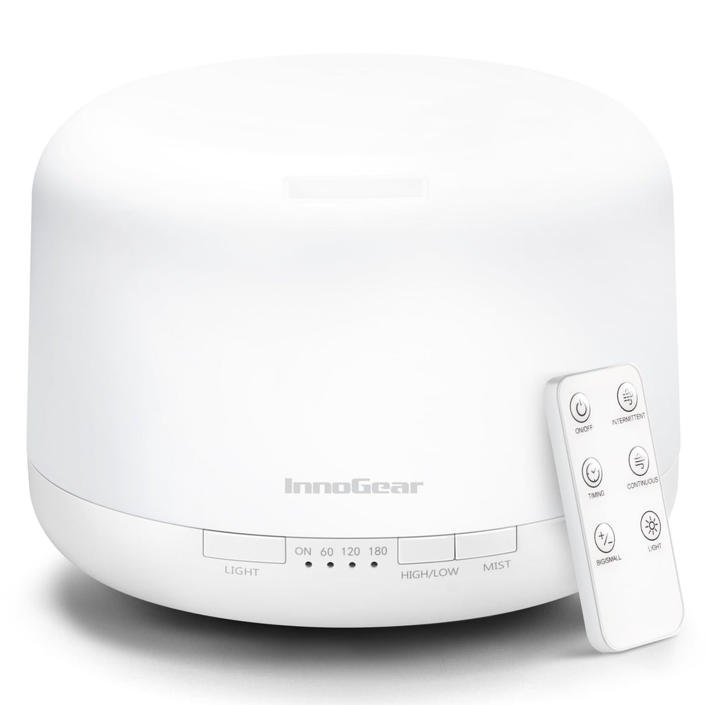 InnoGear 500ml Essential Oil Diffuser with Remote – Large Room Ultrasonic Humidifier & Auto-Off