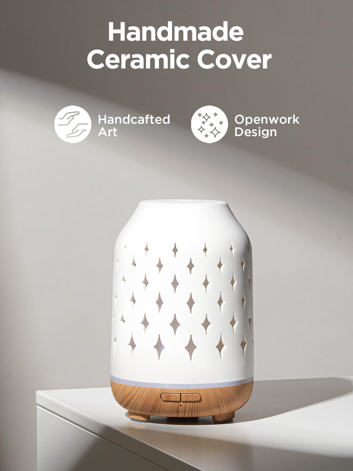 InnoGear 150ml Ceramic Diffuser – Ultrasonic Cool Mist, 2 Mist Modes