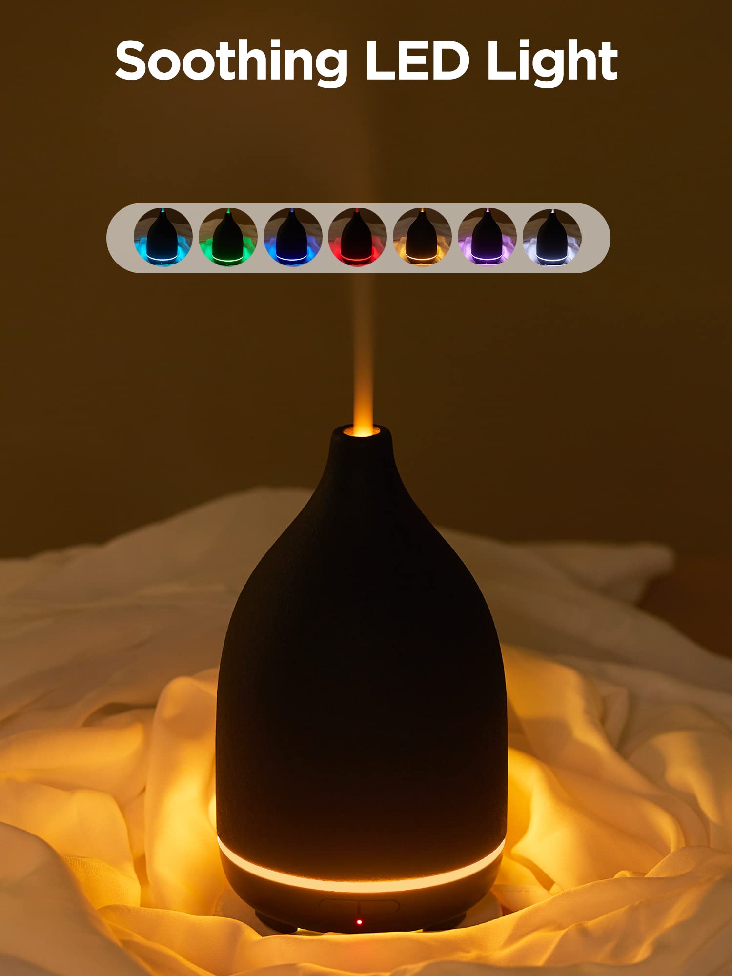 InnoGear Ceramic Diffuser 150ML – Ultrasonic Humidifier, 2 Mist Modes, Auto Off, Black