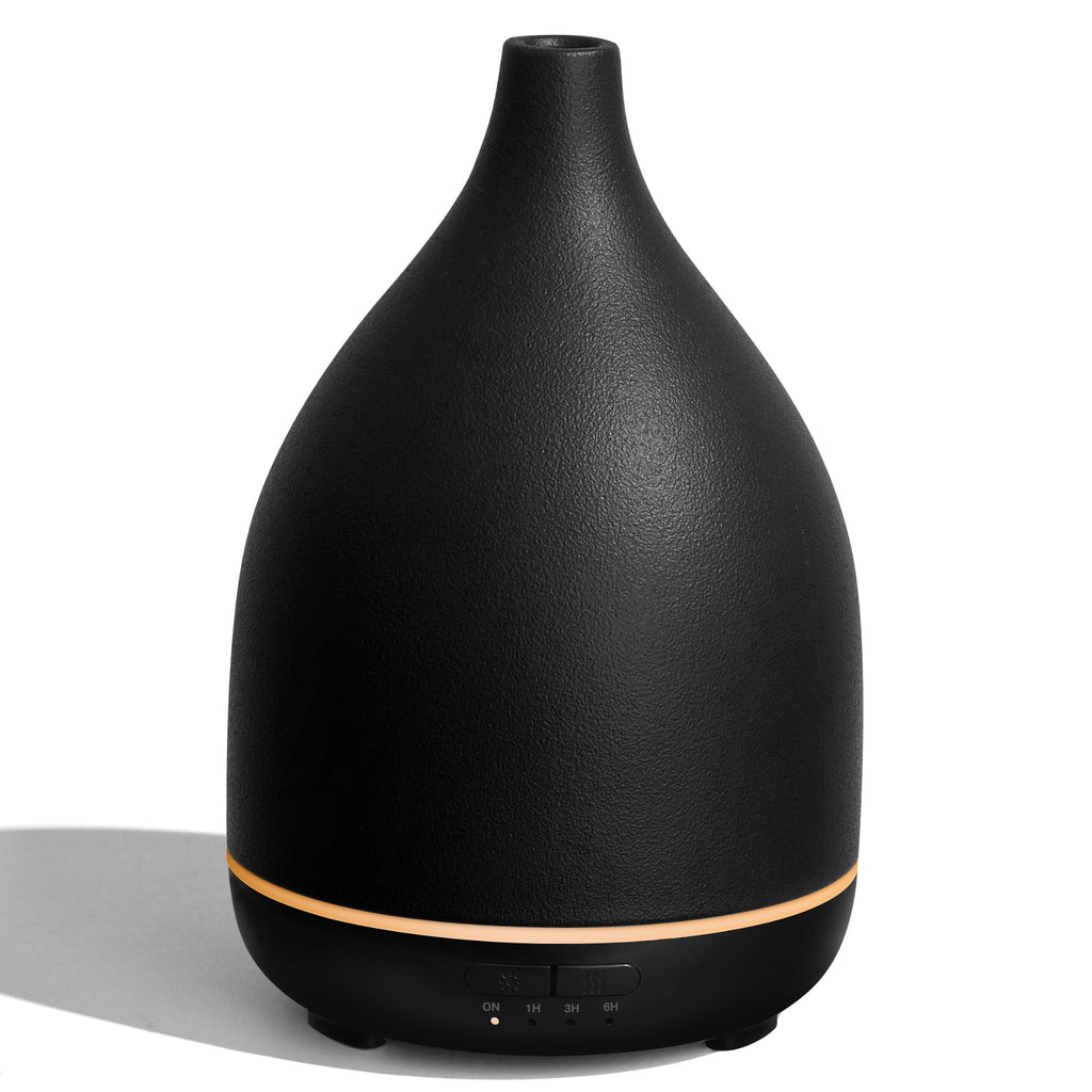 InnoGear 300ML Ceramic Oil Diffuser – Ultrasonic Aromatherapy Humidifier, 4 Timers, Auto-Off, Black