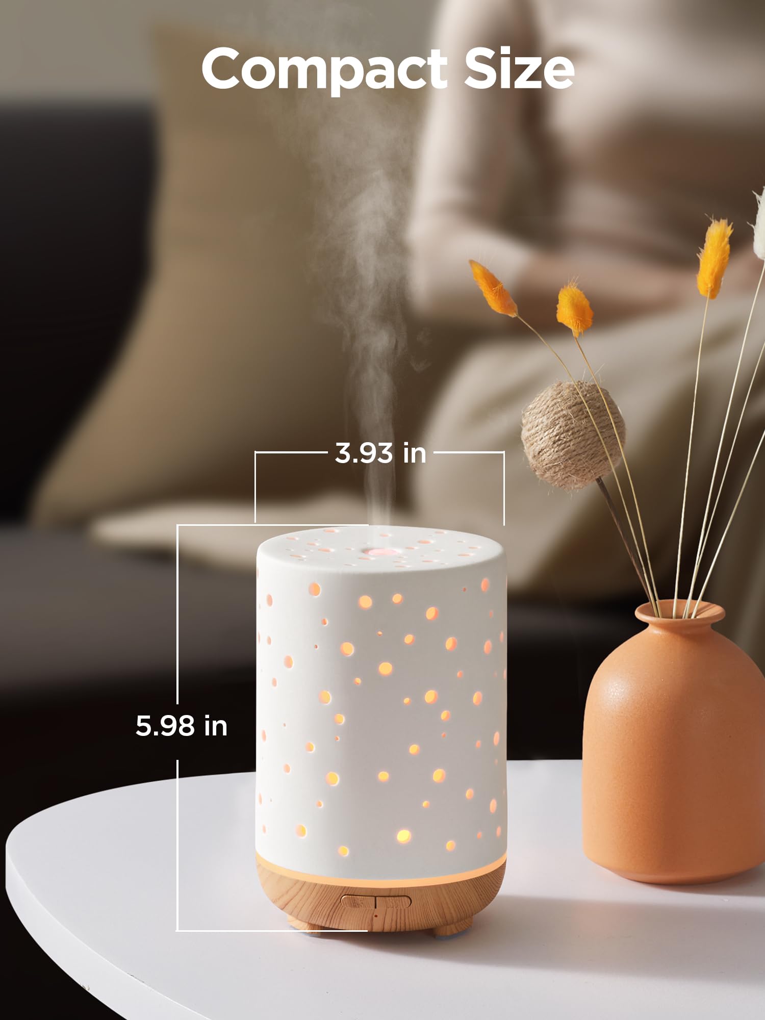 InnoGear 150ml Ceramic Ultrasonic Essential Oil Diffuser – White