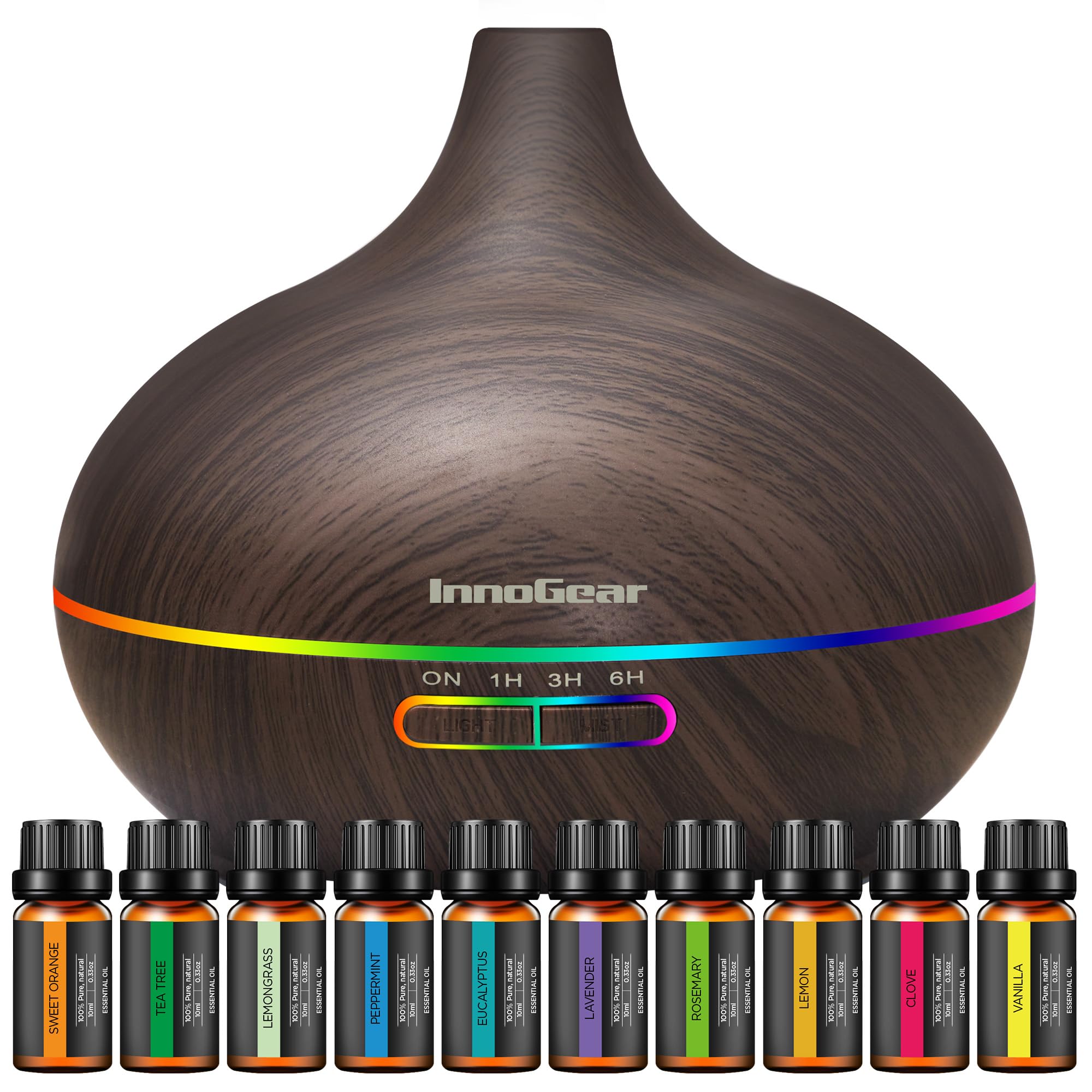InnoGear Aromatherapy Diffuser & 10 Essential Oils Set — 400ml Ultrasonic Diffuser