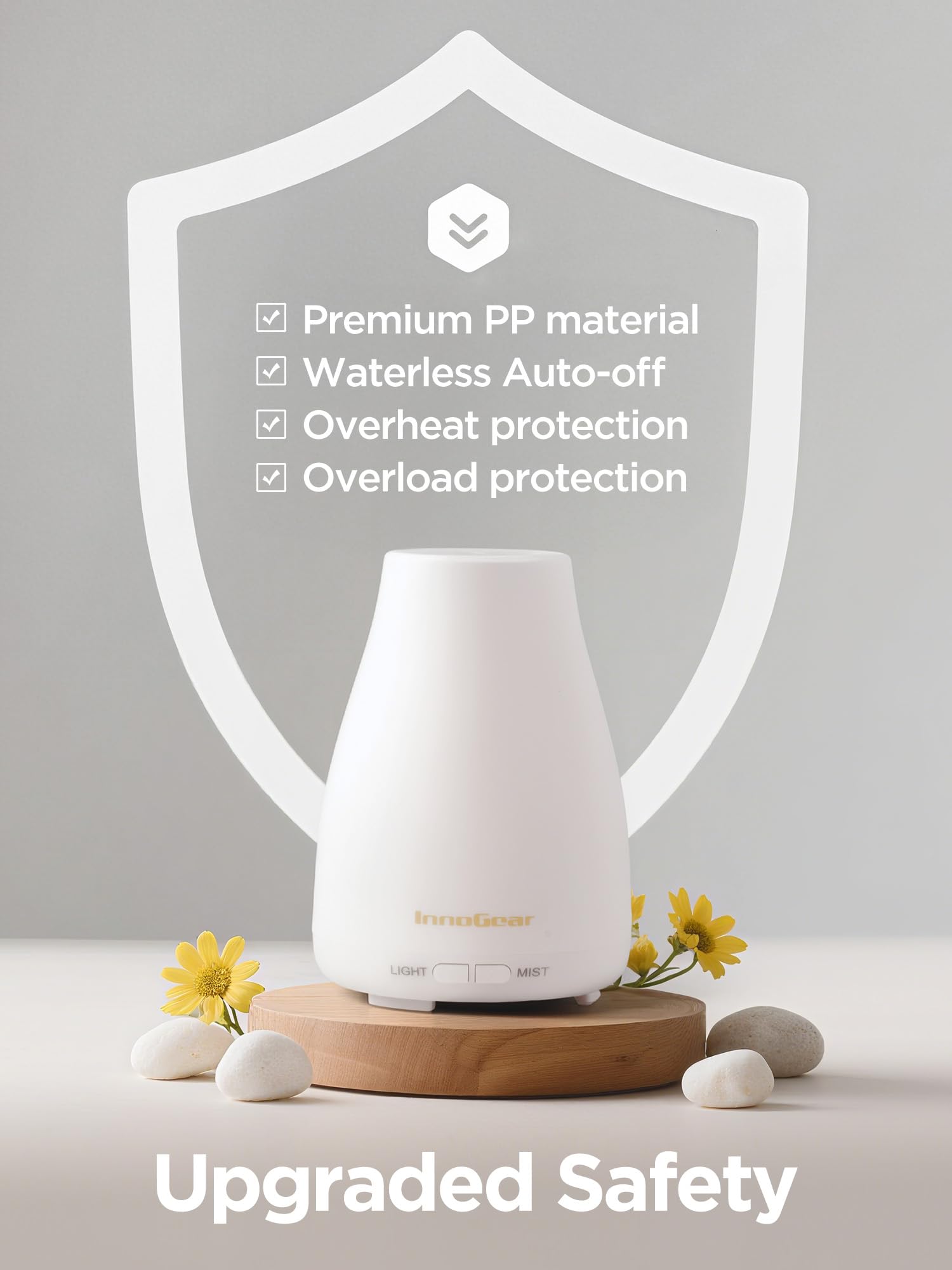 InnoGear Essential Oil Diffuser - Ultrasonic Humidifier with 7-Color LED & Auto Off